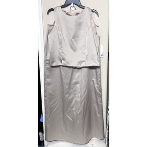 Vtg JEFFREY & DARA TOM BARRA Satin Dress 2 piece top & Long skirt Champagne sz L